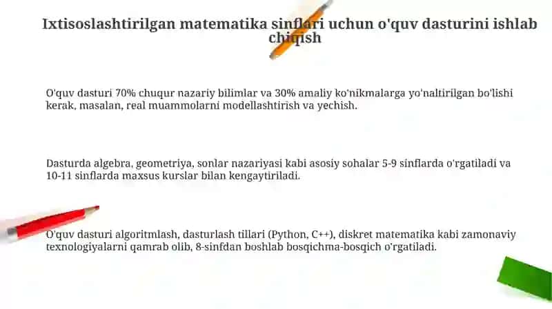 Matematikaga ixtisoslashtirilgan sinflarda o‘qitishni tashkil etish 3