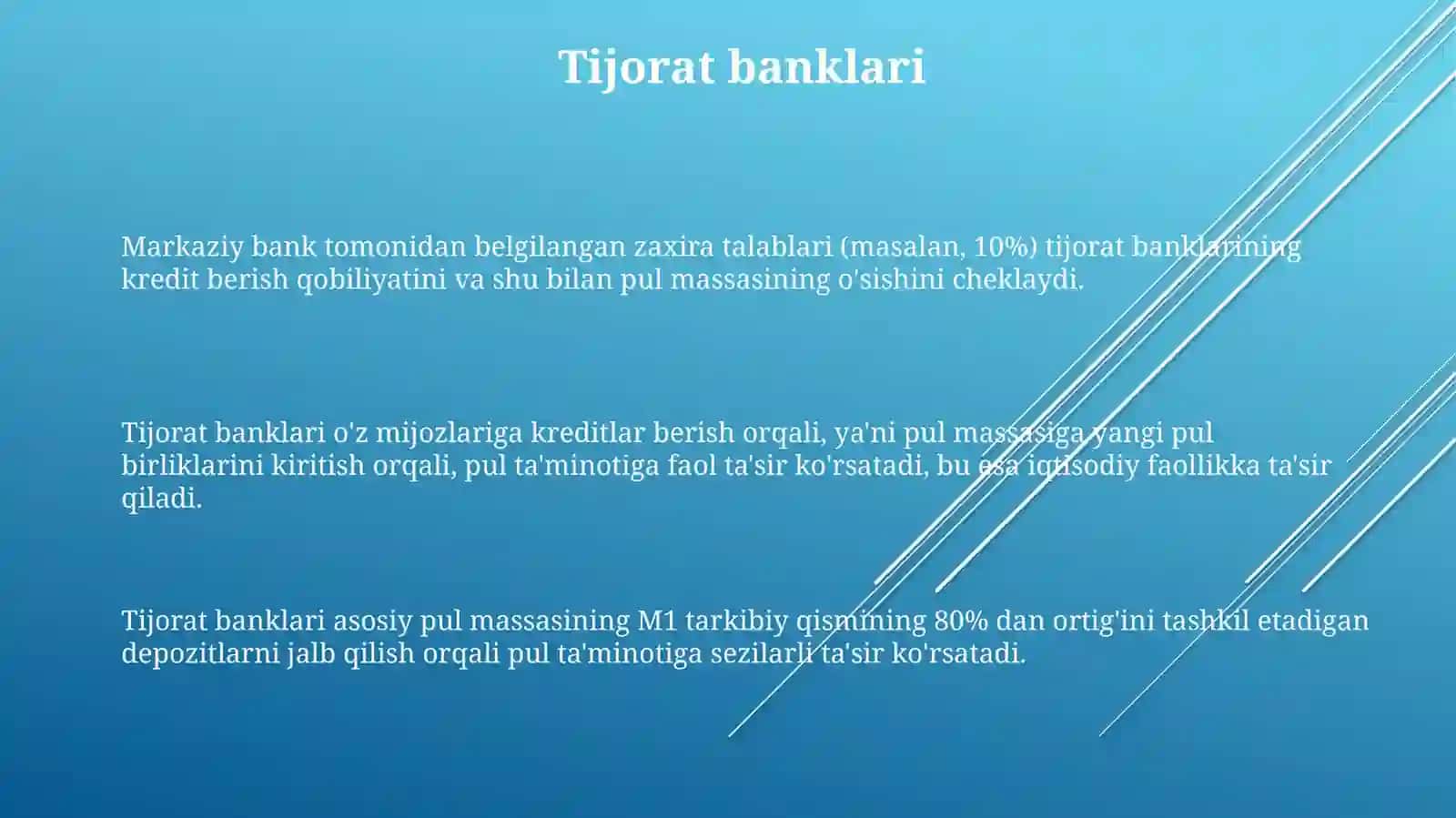 Pulga bo’lgan talab, pul taklifi Va pul agentlari 3
