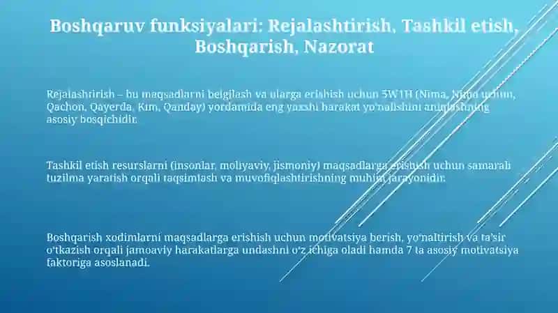Boshqaruv funksiyalari va tamoyillari 3