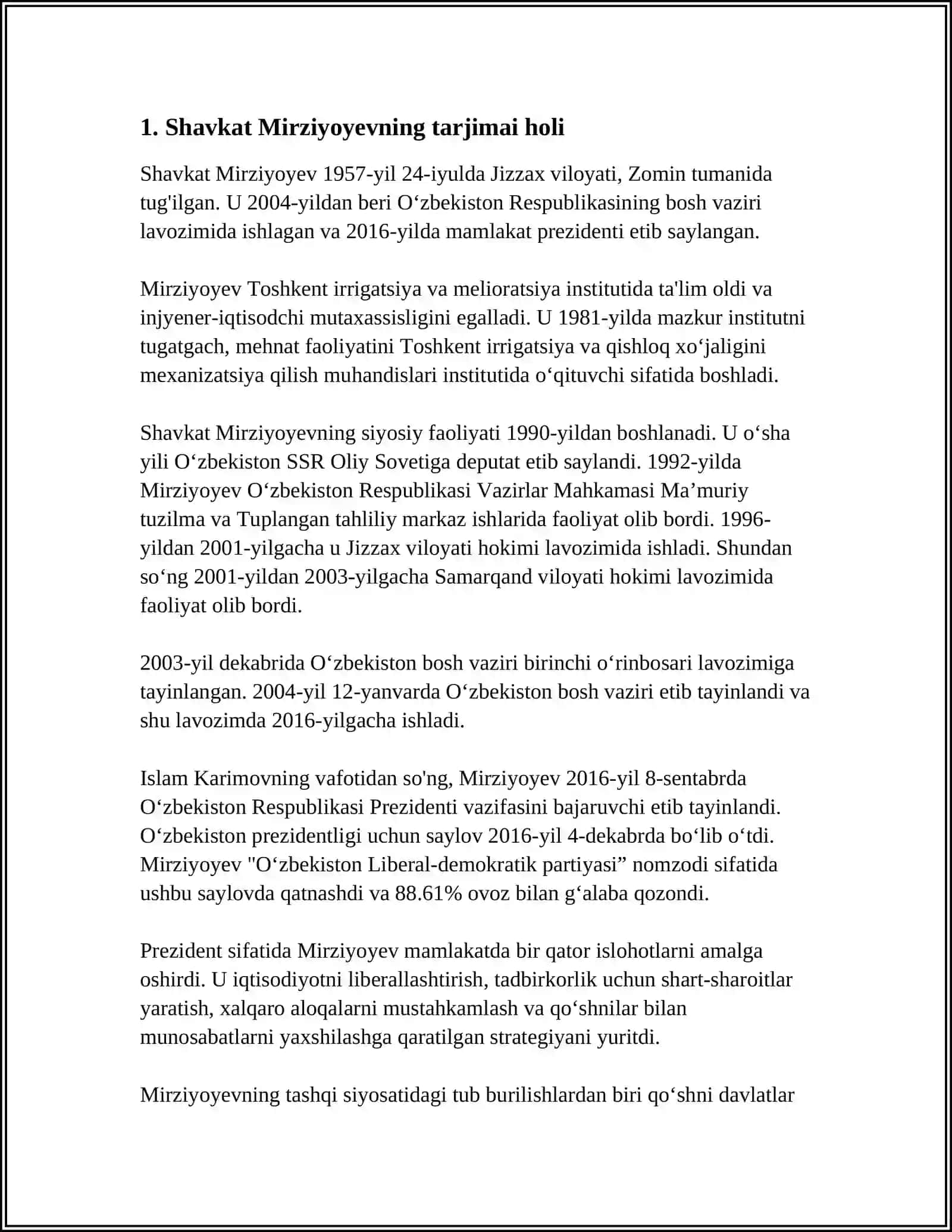 SHAVKAT MIRZIYOEVNI HAYOTI VA IJODI, YANGI OʻZBEKISTON STRATEGIYASINING ASARI MAZMUNI 3