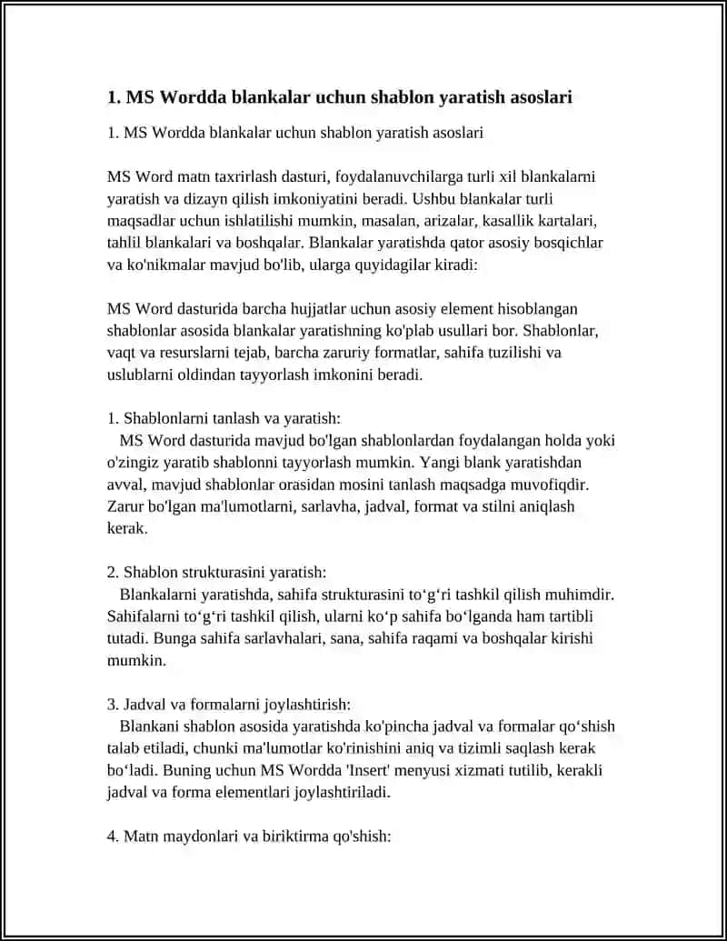 MS WORD MATN TAXRRIRLAGICHIDA TURLI XIL BLANKALAR YARATISH (ARIZA, KASALLIK KARTASI, ANALIZLAR BLANKASI VA HAKOZO) 3
