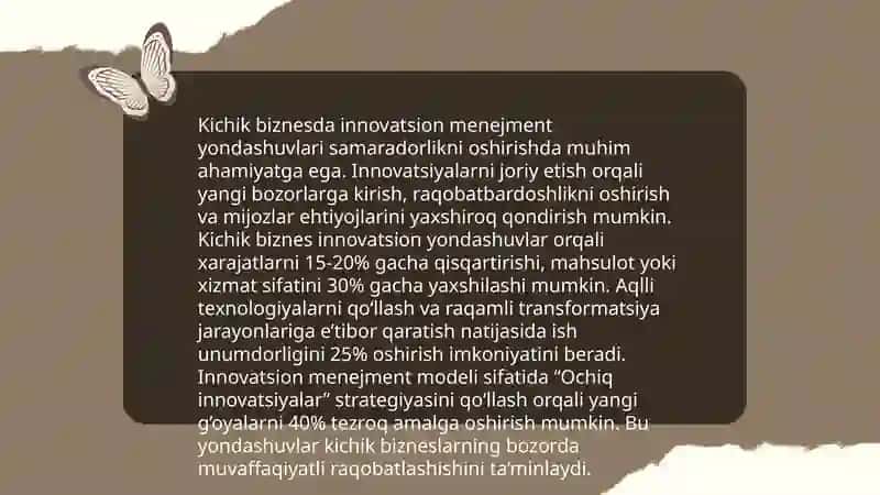 Kichik biznes va tadbirkorlikni rivojlantirishda zamonaviy menejment 3