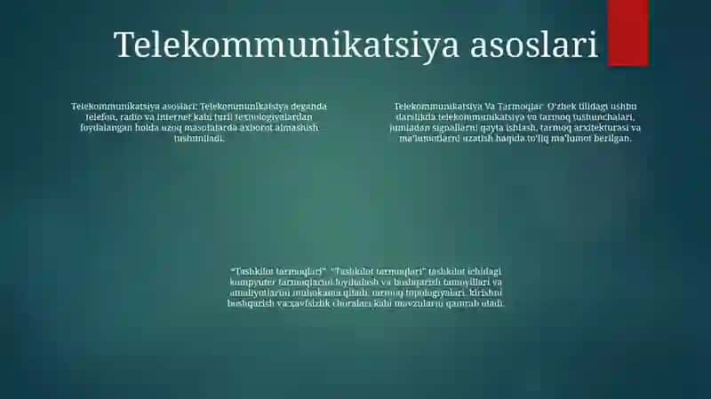 Telekommunikatsiya Va Tarmoqlar. Tashkilot Tarmoqlari 3