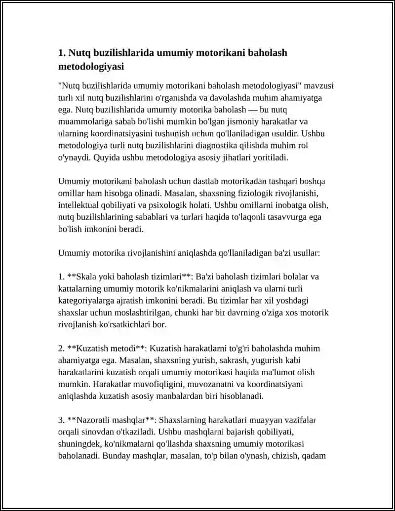 Nutq buzilishlarida umumiy motorikani baholash metodologiyasi 3