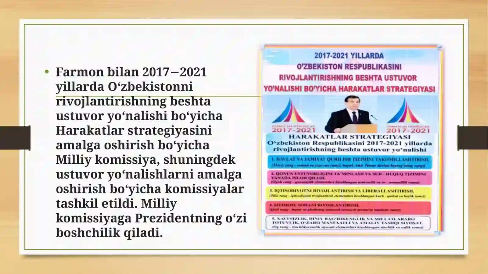 Harakatlar strategiyasida davlat, jamiyat va shaxsga oid sohalarini liberallashtirish, isloh qilish va modernizatsiyalash 3