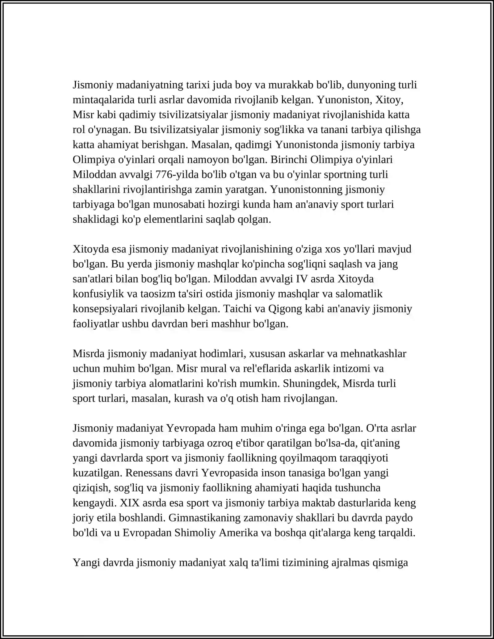 MUSTAQIL ISH Mavzu: OLIY TA'LIMDA JISMONIY MADANIYAT 3