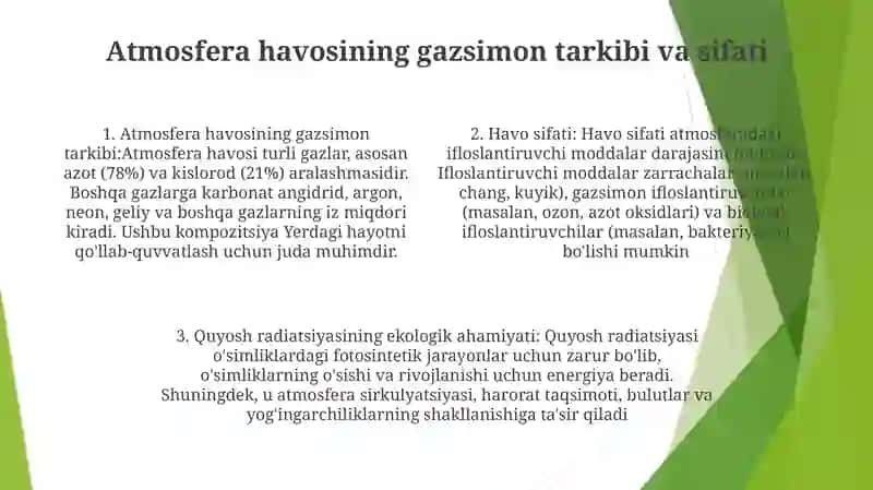 Havo Muhiti Va Quyosh Radiatsiyasining Gigiyenik Tavsifi Va Ekologik Ahamiyati 3