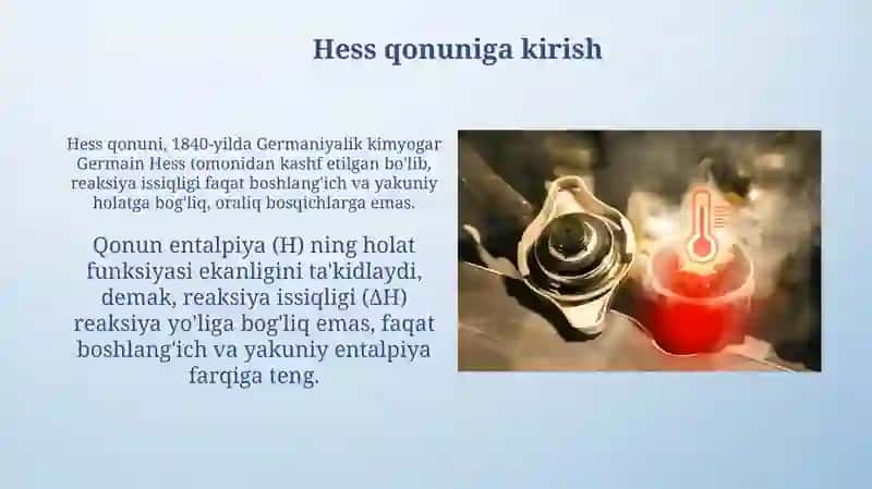 GESS QONUNI. KIRXGOFF QONUNI. STANDART SHAROIT VA STANDART ISSIQLIK EFFEKTI 3