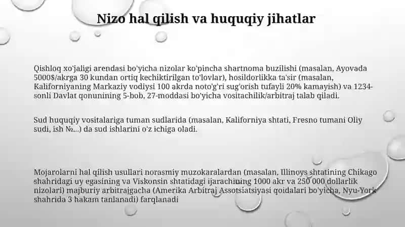 Qishloq xo'jaligi ijara xaqi va renta 3