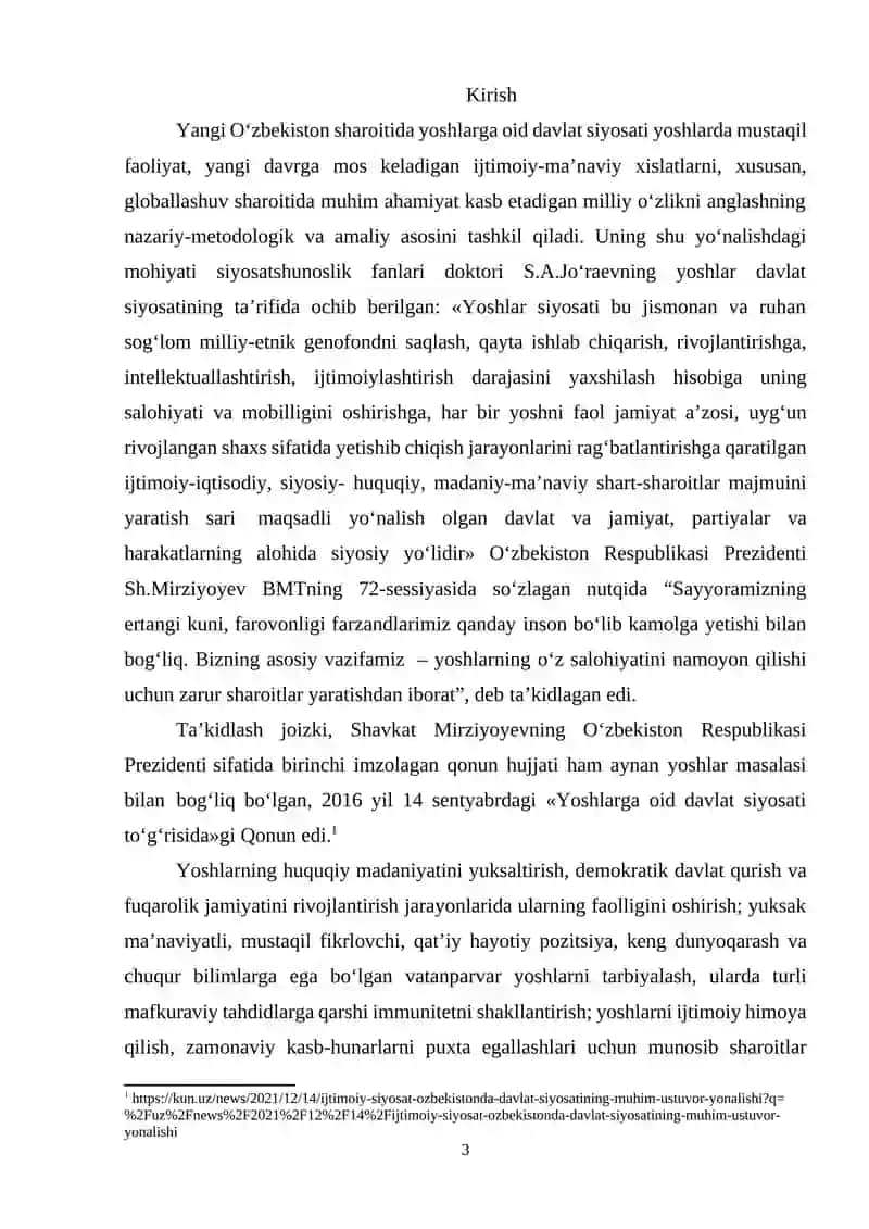 Yangi O‘zbekistonda yoshlarga oid siyosat va uning xususiyatlari 3