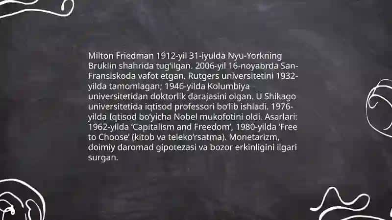 Milton Friedmanning hayoti va tarjimai holi 3