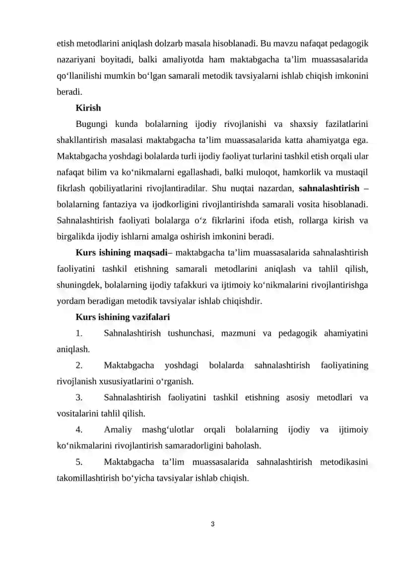 MAKTABGACHA TA'LIM TASHKILOTIDA SAXNALASHTIRISH FAOLIYATINI TASHKIL QILISH 3