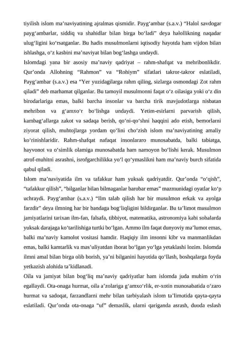 Islom qadriyatlari va maʼrifatining hozirgi davrdagi ahamiyati 3