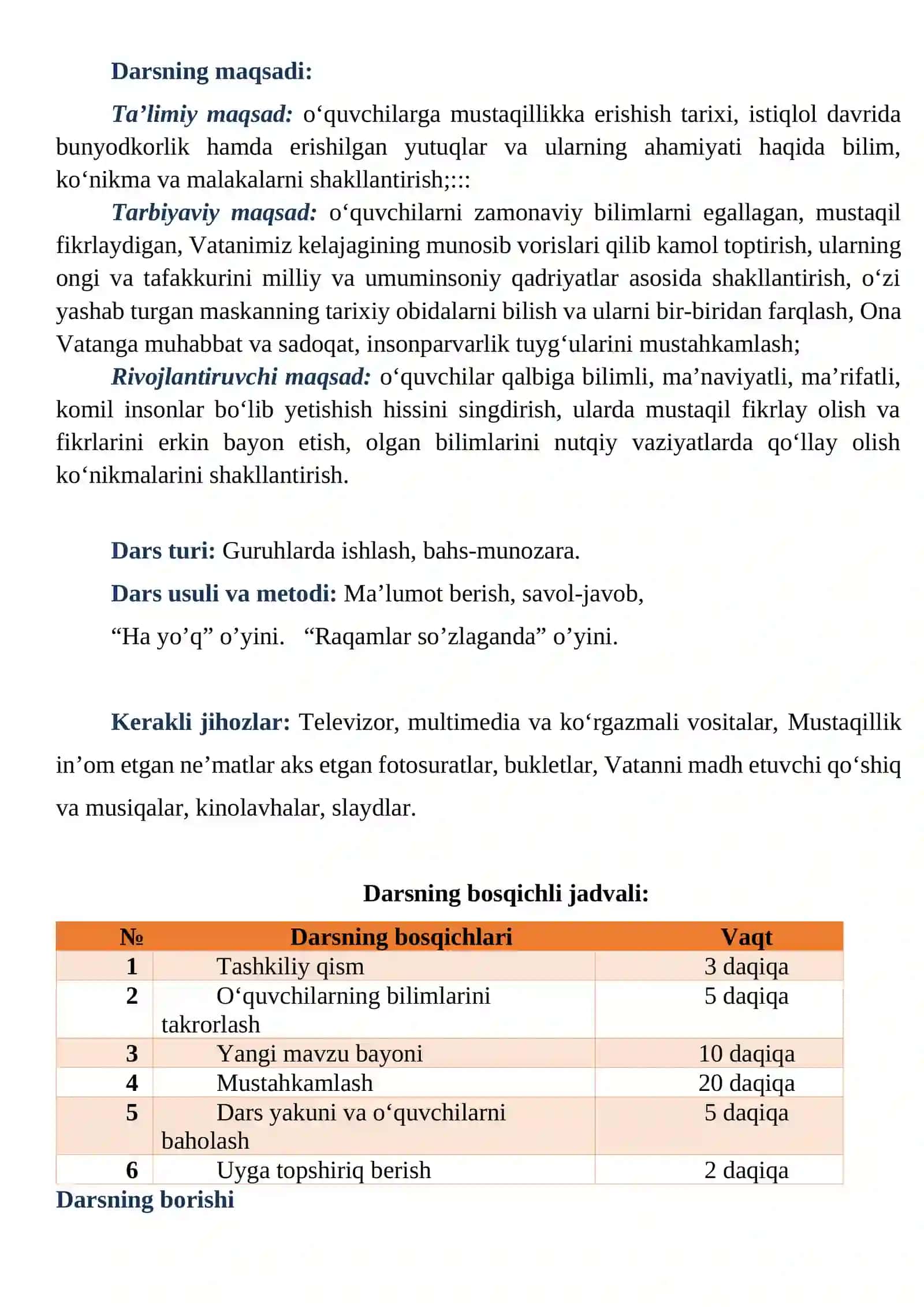 Namunaviy dars ishlanmasi 3
