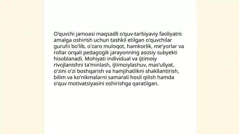 O'quvchilat jamoasi- yaxlit pedagogik jarayonning asosiy shakli 3
