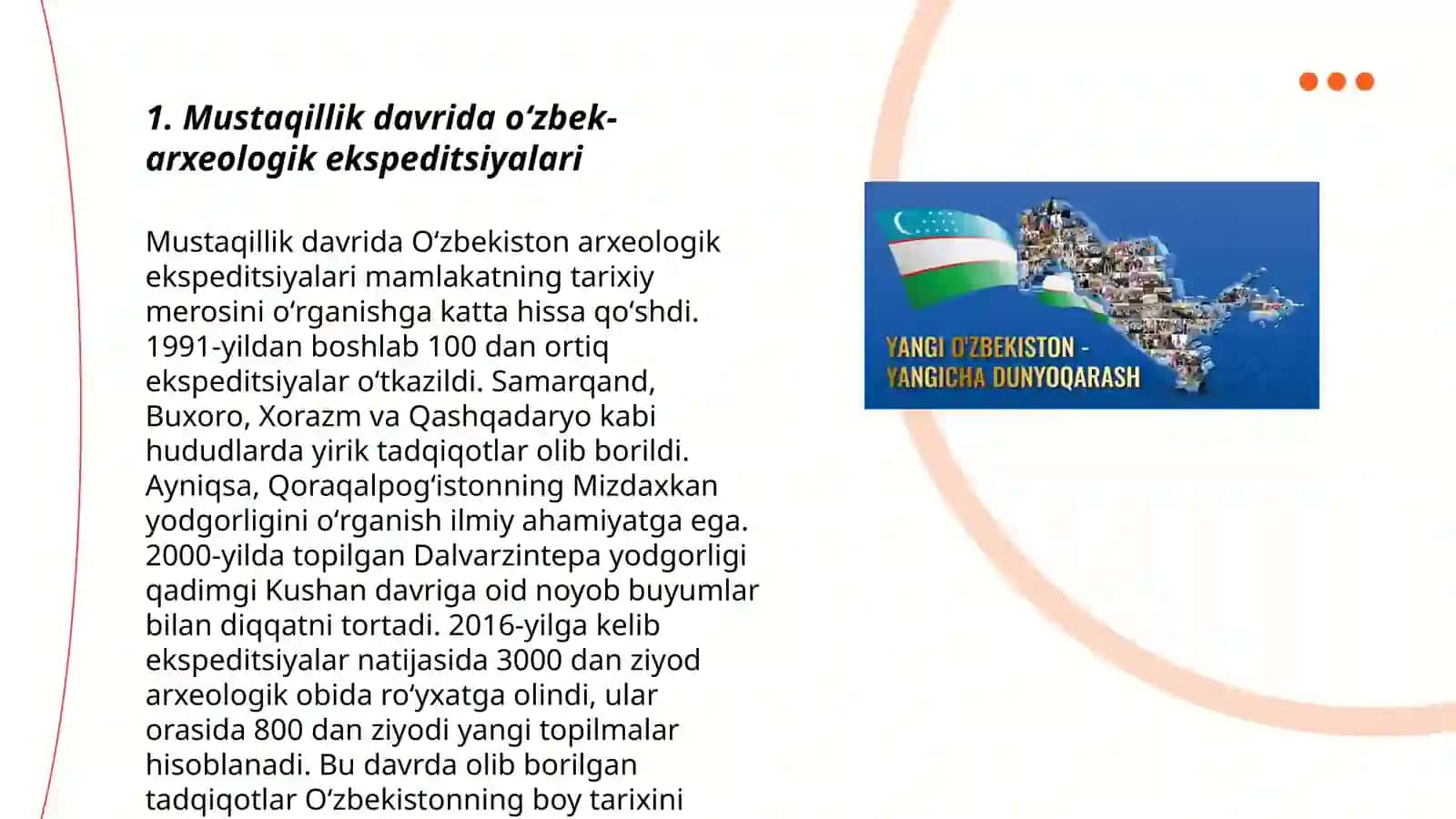 Mustaqillik yillarida Oʻzbekistonda olib borilgan xalqaro arxeologik tadqiqotlar 3