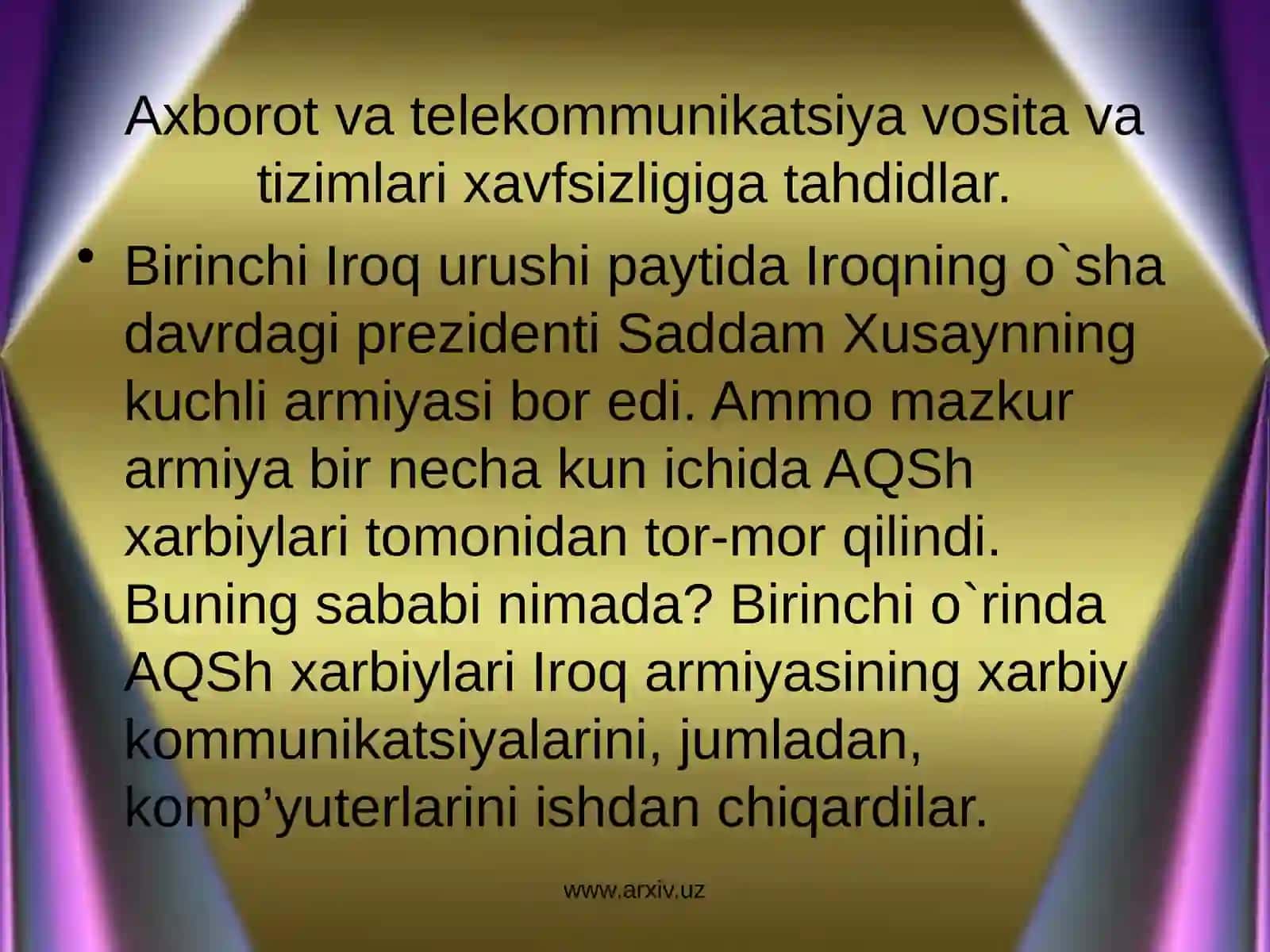 Davlatsiyosatining axboriy ta`minoti gatahdidlar 3
