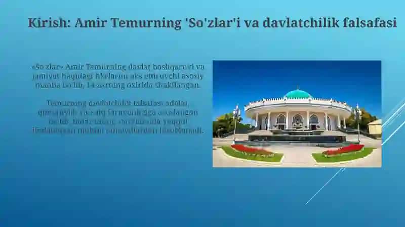 Amir Temur tuzuklarida davlat va maʼnaviyatning oʻrni 3
