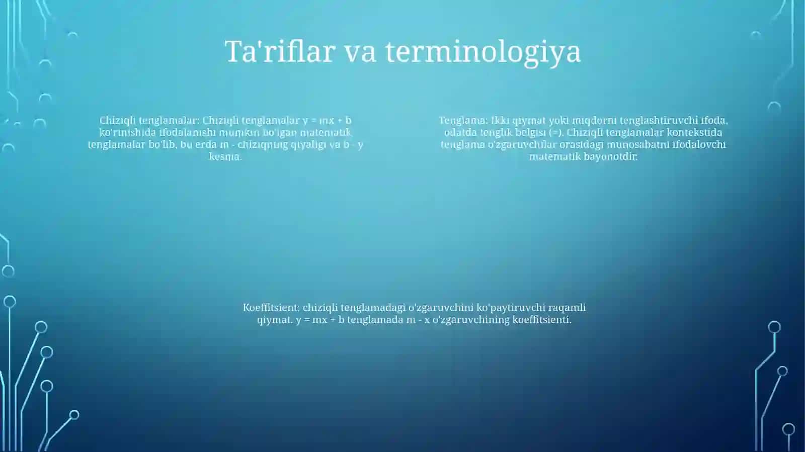 Chiziqli Tenglamalar 3
