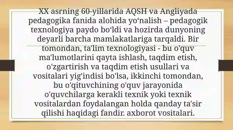 Pedagogika fanini o'qitishda pedagogik texnologiyalardan foydalanish 3