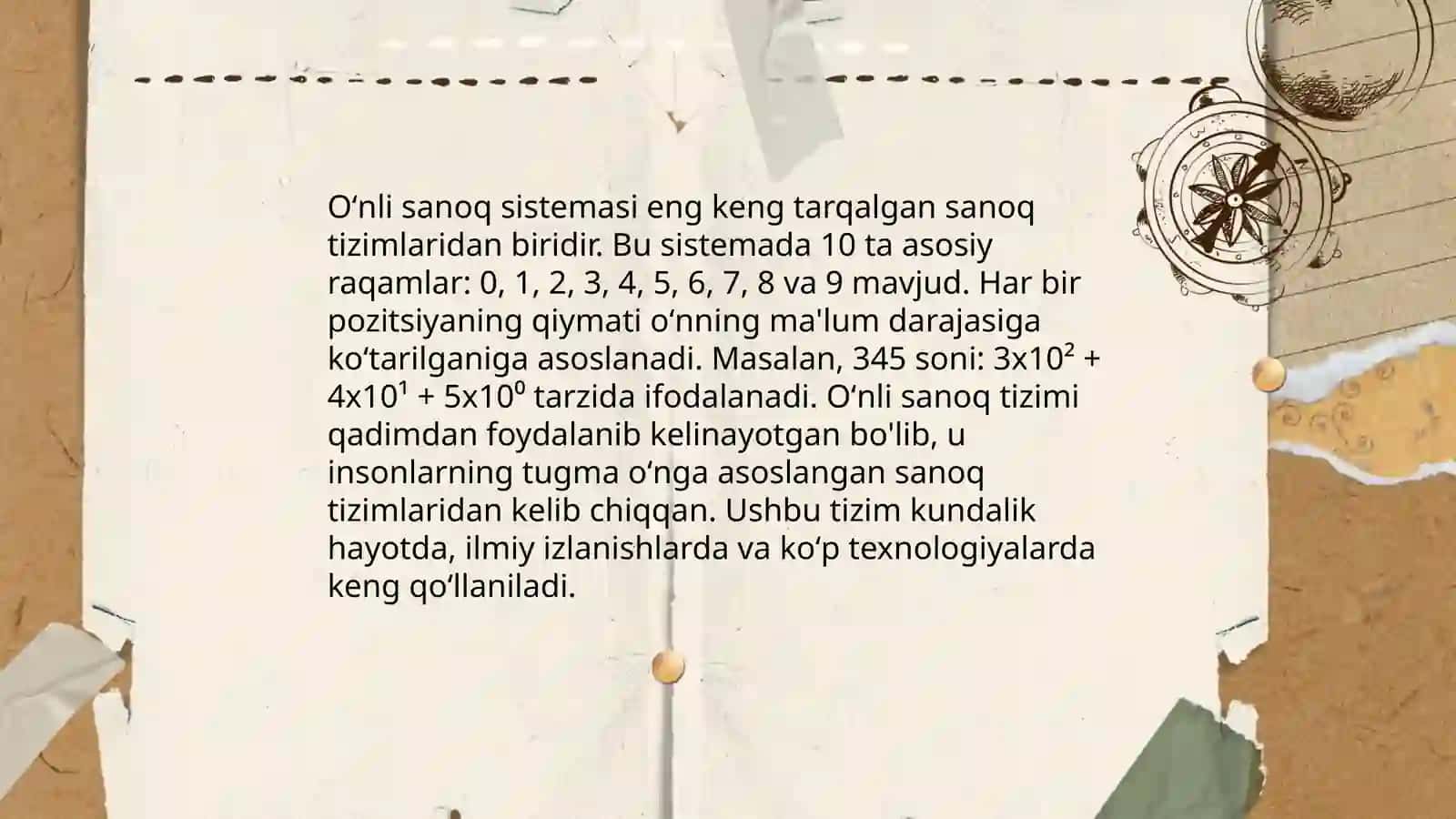 Oʻnli sanoq sistemasi xususiyatlari va uning noʻmerlashga asos qilib olinishi 3