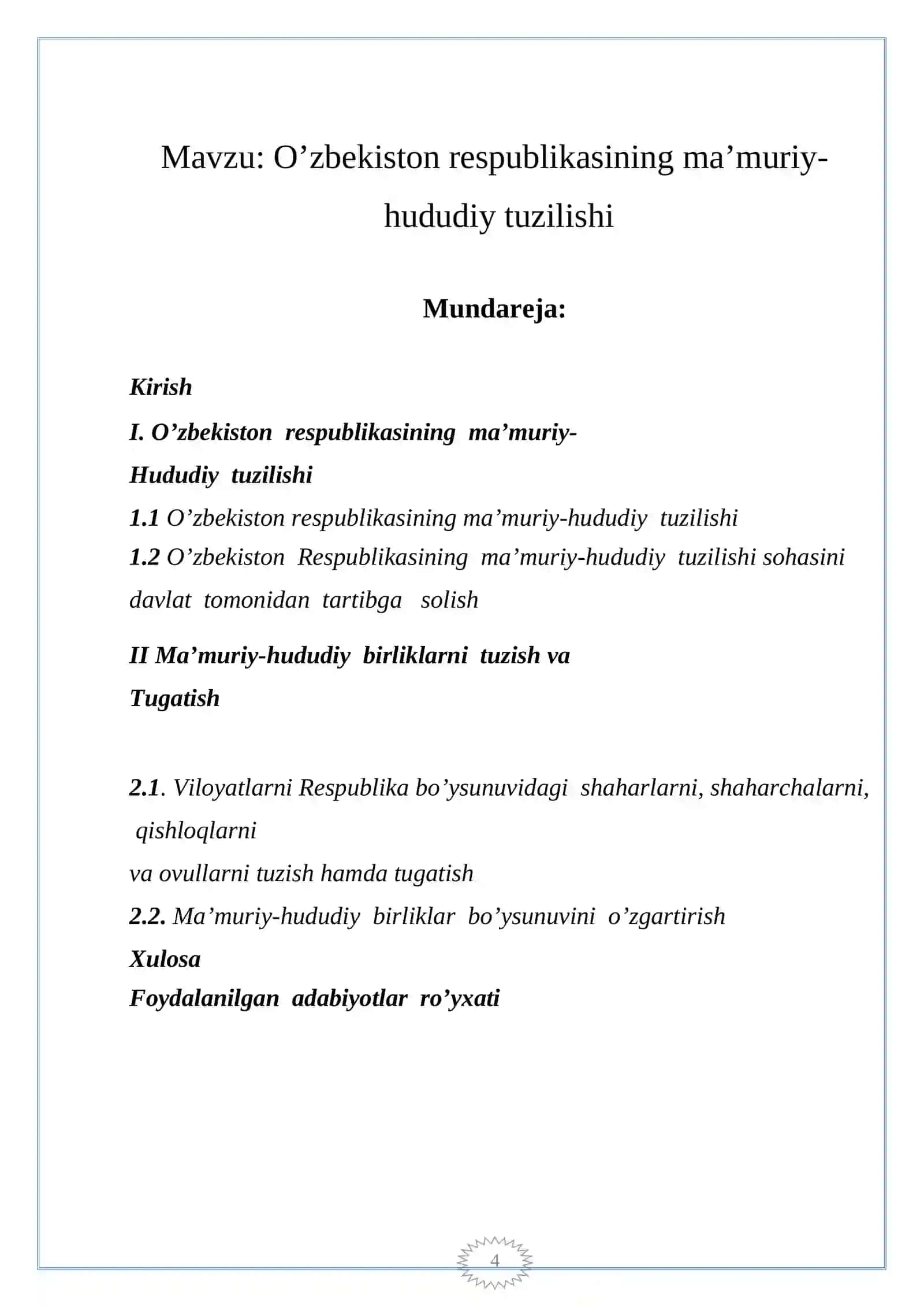 O’zbekiston Respublikasining Ma’muriy-Hududiy Tuzilishi 3