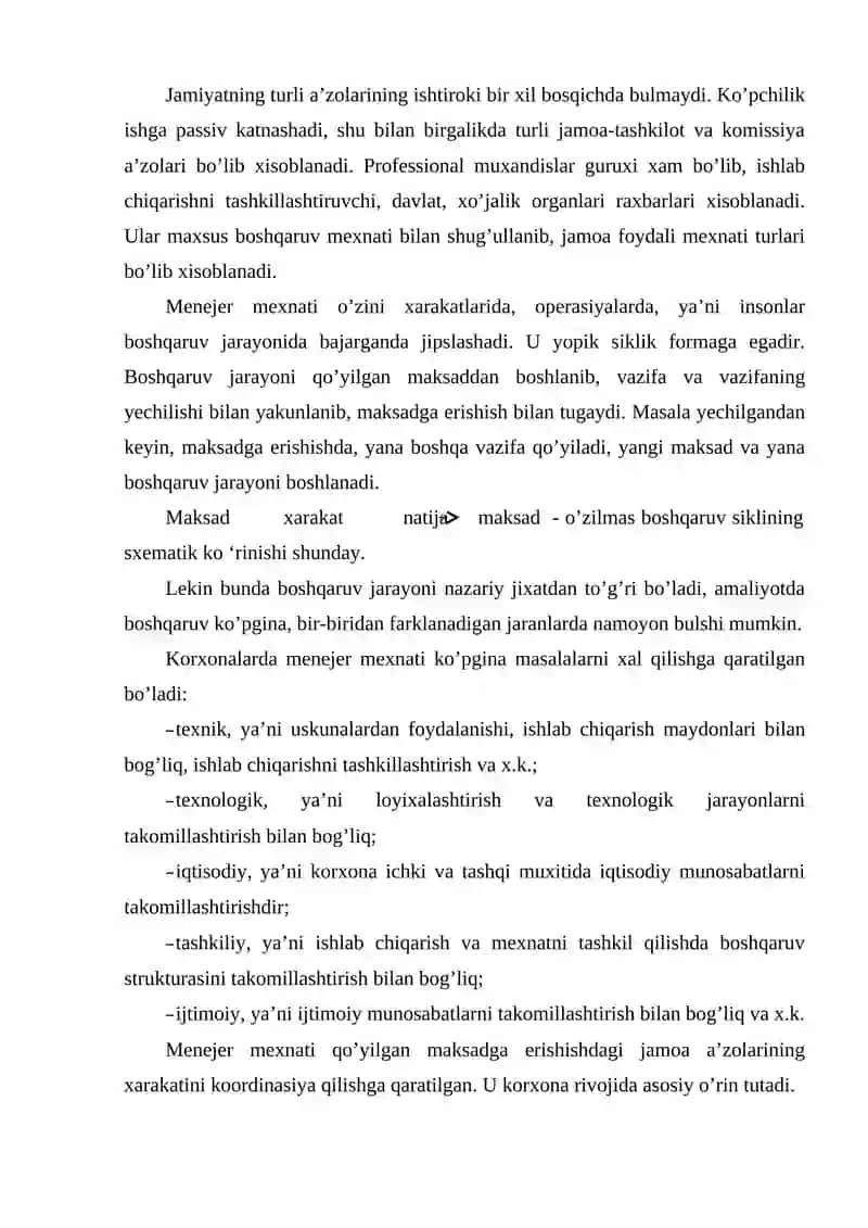 Menejment tizimida menejerlar faoliyatini tashkil etish 3