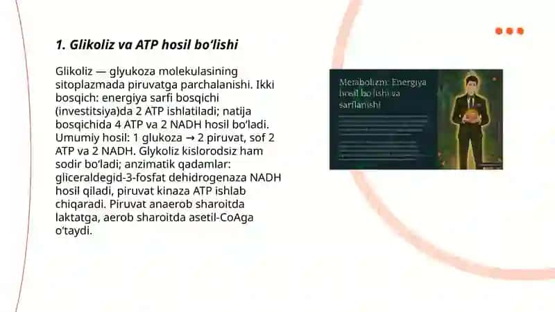 Metabolizm jarayonida energiya hosil bo'lishi va sarflanishi 3