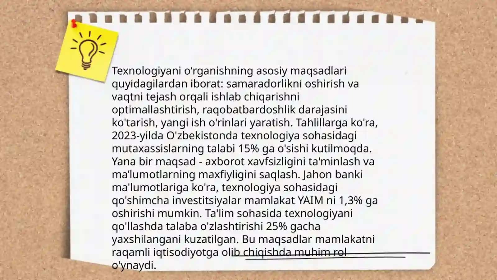 Texnologiya darslariga qanday umumiy talablar qoʻyiladi 3