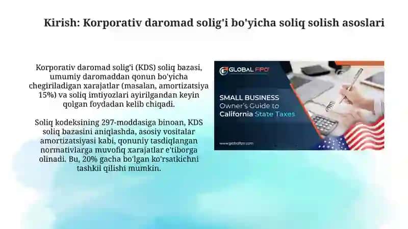 Yuridik shaxslardan olinadigan foyda solig‘i bo‘yicha soliqqa tortiladigan bazani hisoblash 3