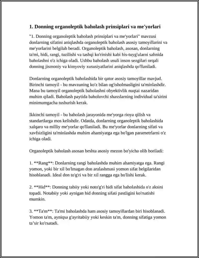 DONNING SIFATINI ANIQLASH ARGANALEPTIK REYTING FIZIK KIMYOVIY KO'RSATGICHLARI VA ULARNING USULLARI 3