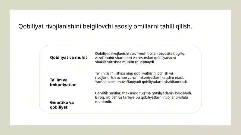 Qobiliyat rivojlanishiga taʼsir qiluvchi omillar 3