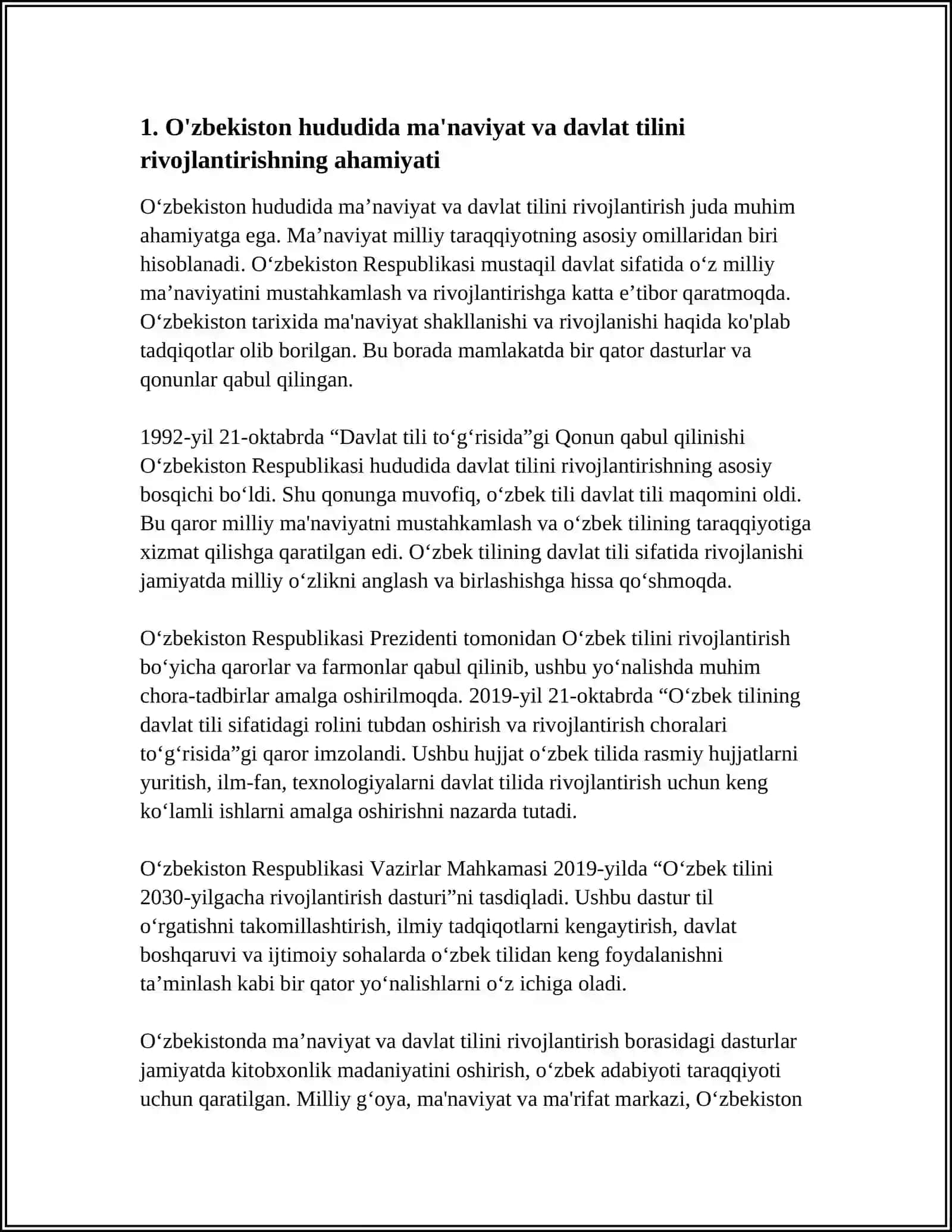 MA'NAVIYAT VA DAVLAT TILINI RIVOJLANTIRISH MAZALALARI DEPARTAMENTI TASHKIL ETILISHI VA UNING FAOLIYATI 3