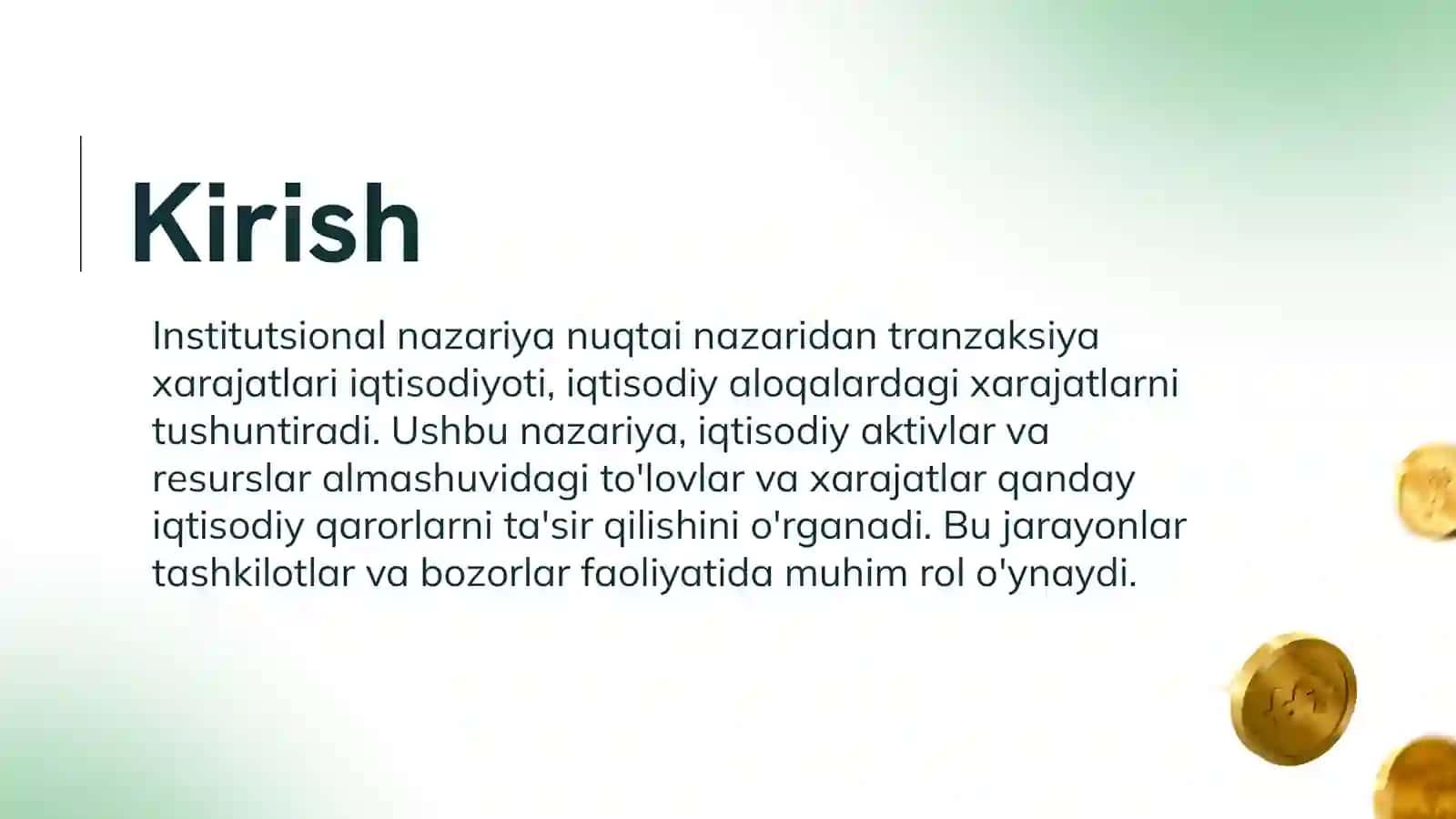 Institutsional nazariya nuqtai nazaridan tranzaksiya xarajatlari iqtisodiyoti 3