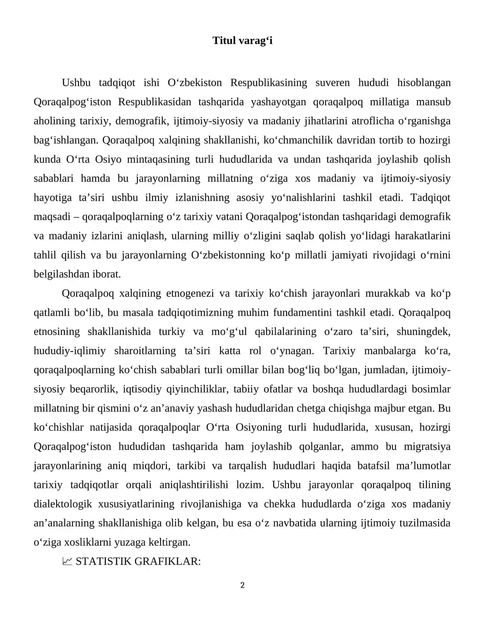 Qoraqalpog‘istondan tashqaridagi qoraqalpoqlar haqida ma’lumotlar. 3