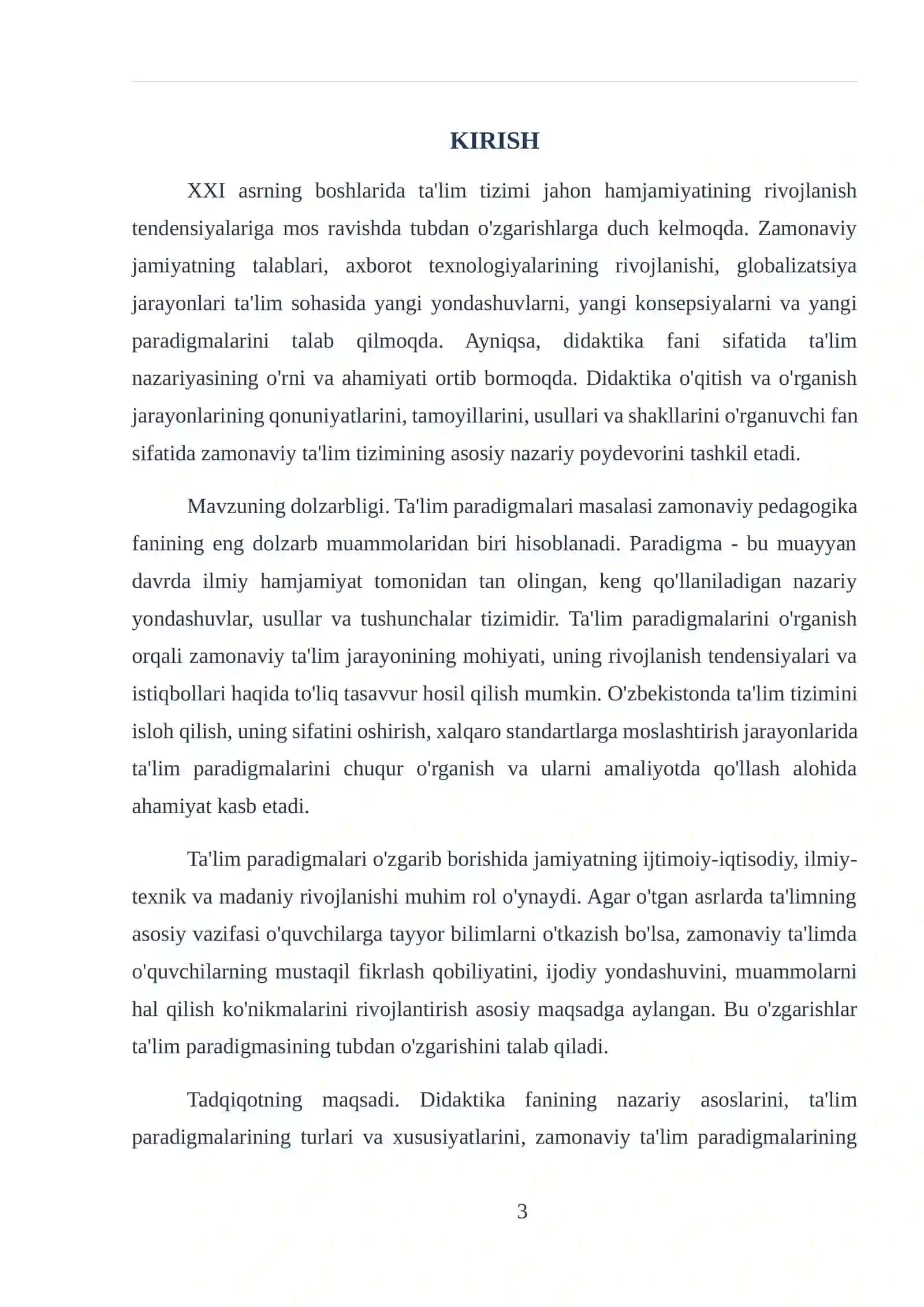 Didaktika ta'lim nazariyasi sifatida. Ta'lim paradigmalari 3