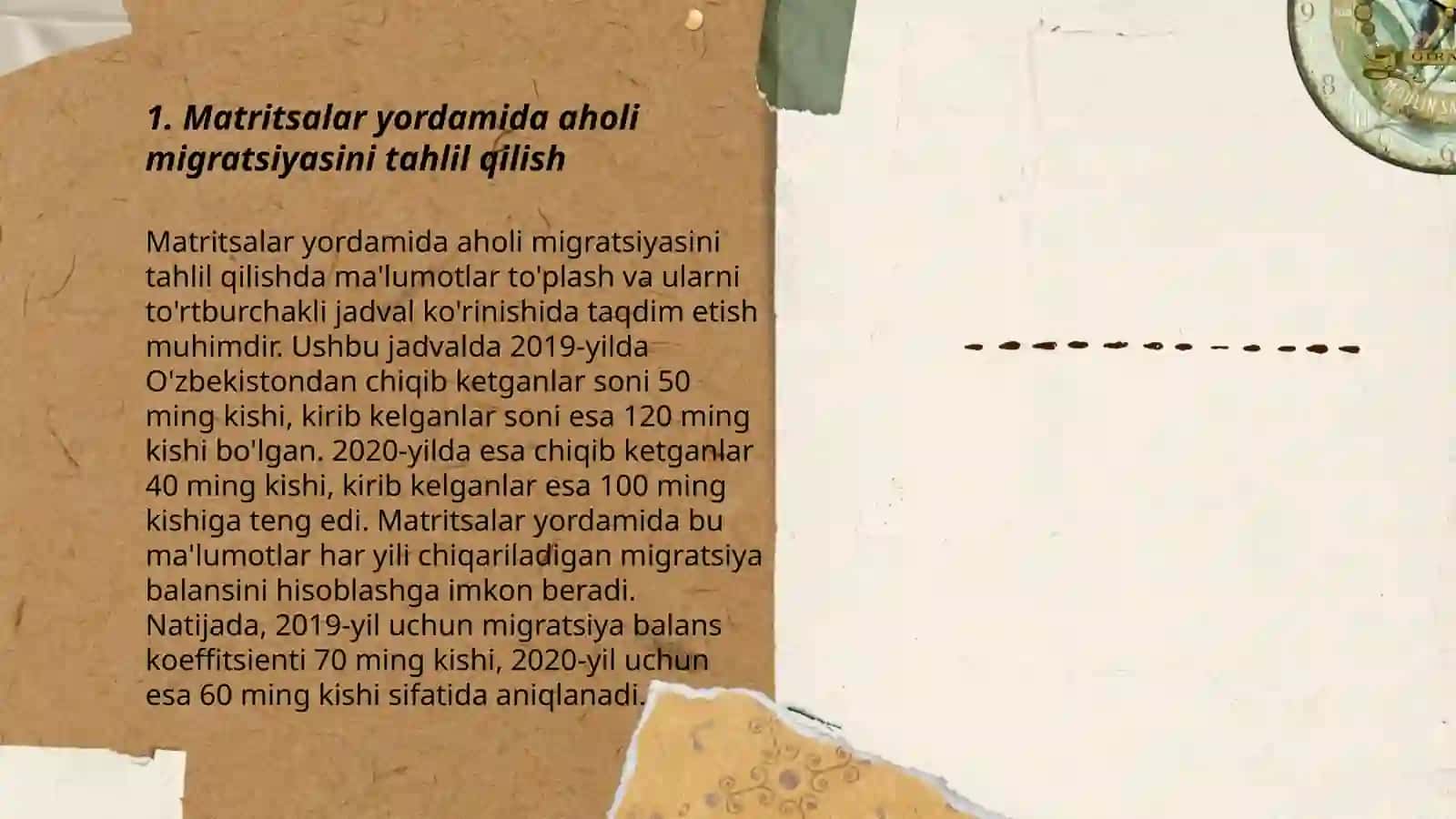 Mavzu: Matritsalar yordamida aholi migratsiyasini baholash 3
