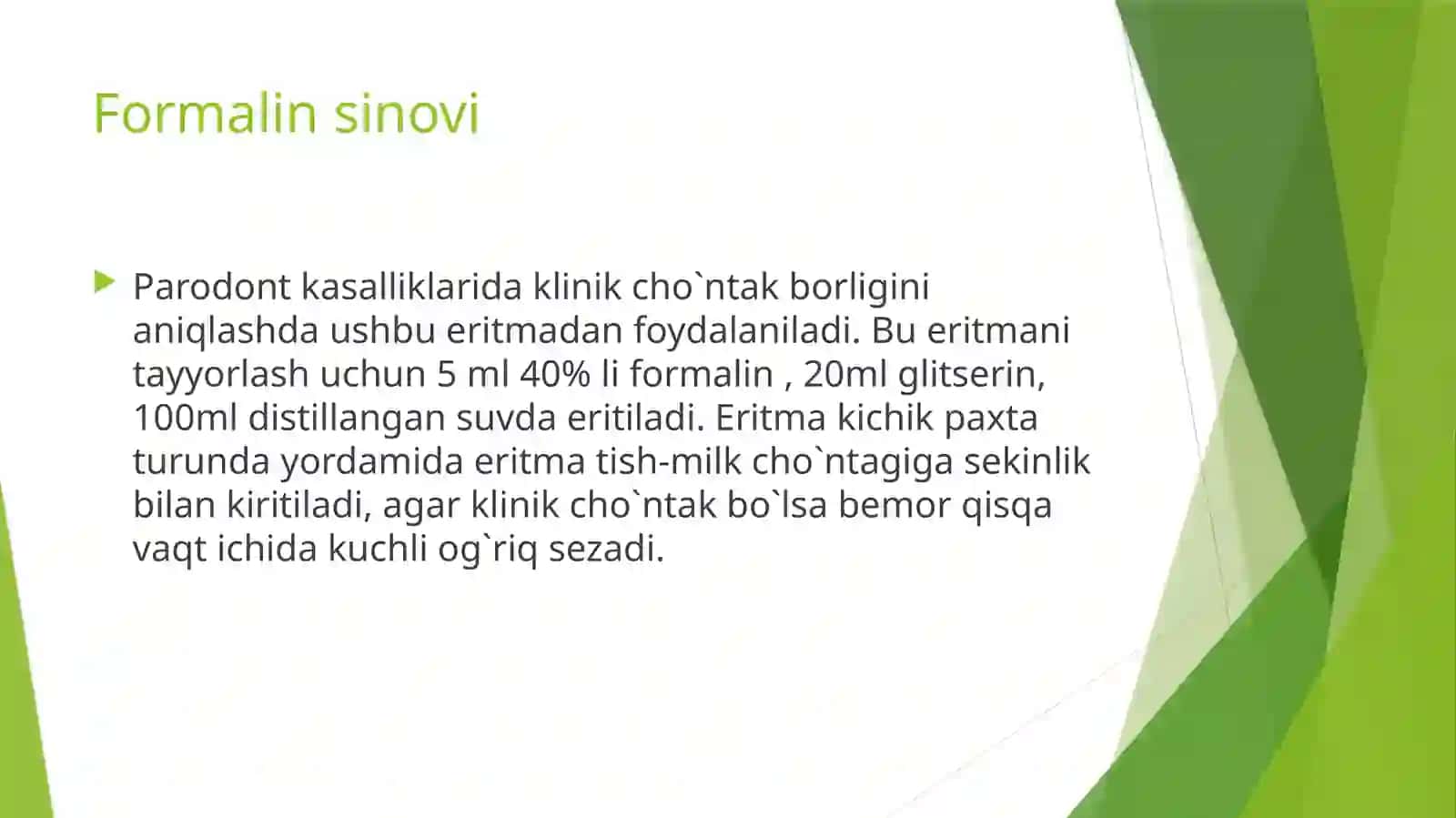 Parodont ko`rsatkichlarini aniqlash. 3