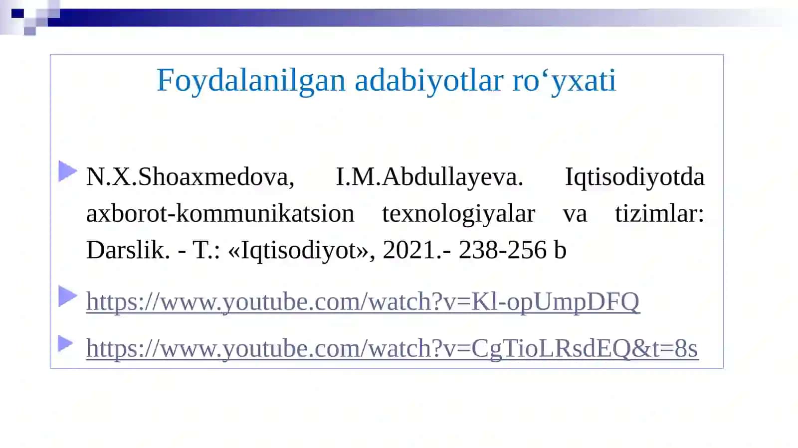 MA’LUMOTLARBAZALARI VA BIG DATABILAN ISHLASH TEXNOLOGIYALARI 3