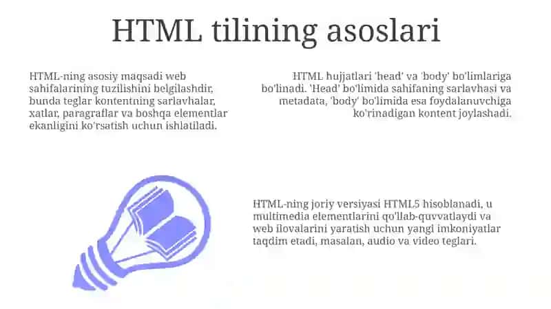 Html tili Teglar va tilning strukturasi bilan ishlash Web sahifaga giperssilka va rasm qoʻyish 3