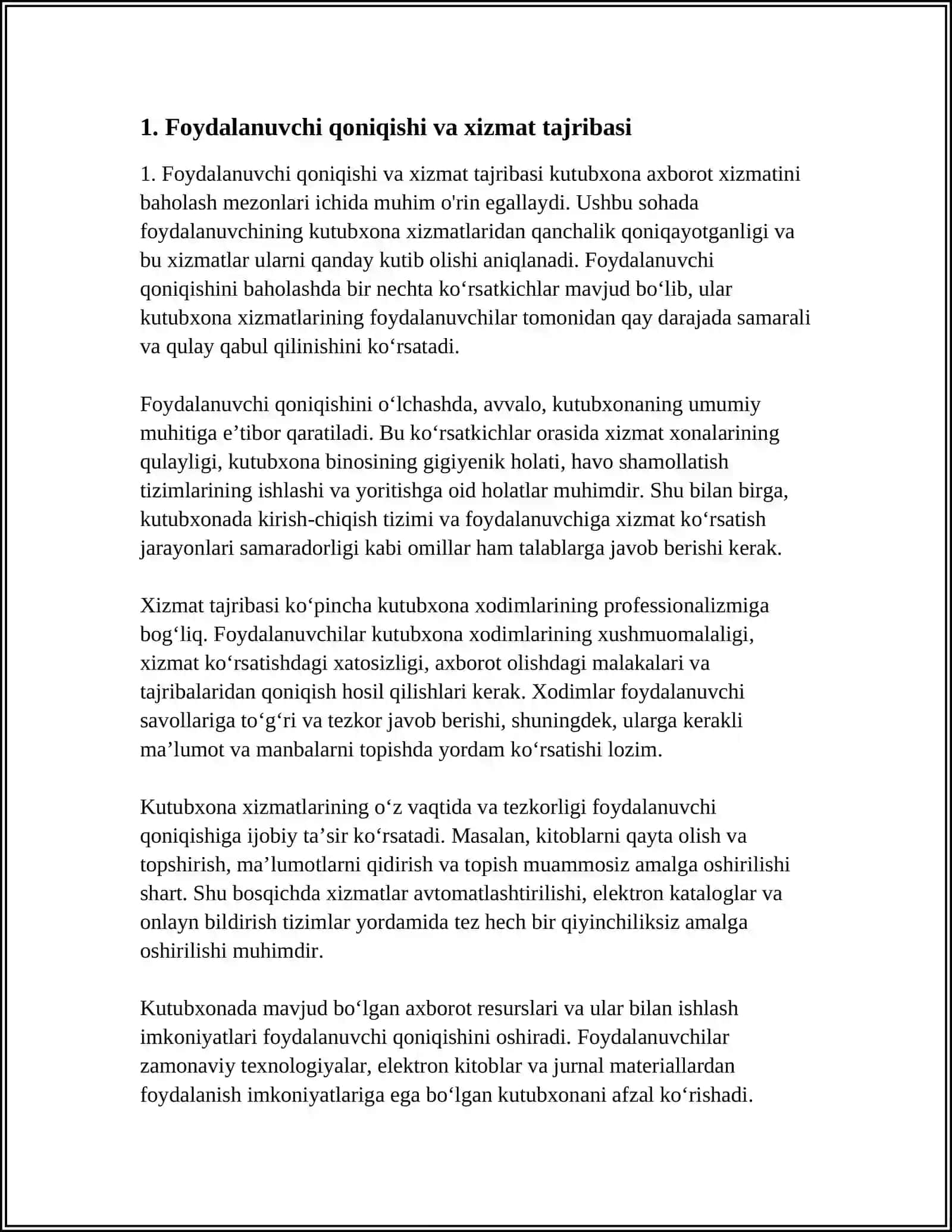 KUTUBXONA AXBOROT XIZMATINI BAHOLASH MEZONLARI 3