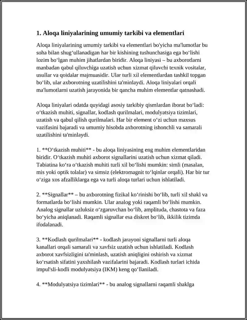 ALOQA LINYALARINING TARKIBI VA HUSUSIYATLARI 3