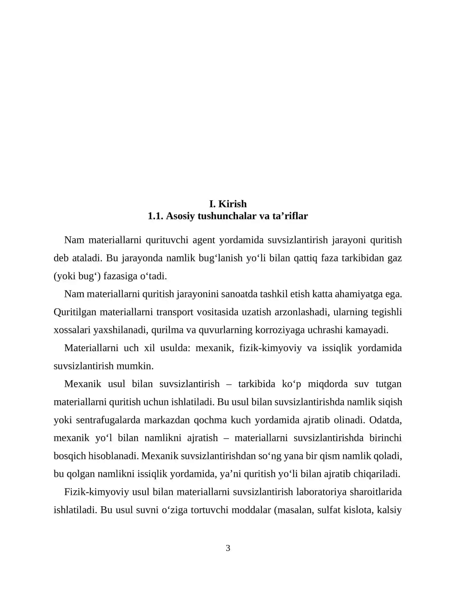 Qurutish jarayoni. Barabanli quritgichning hisobi 3