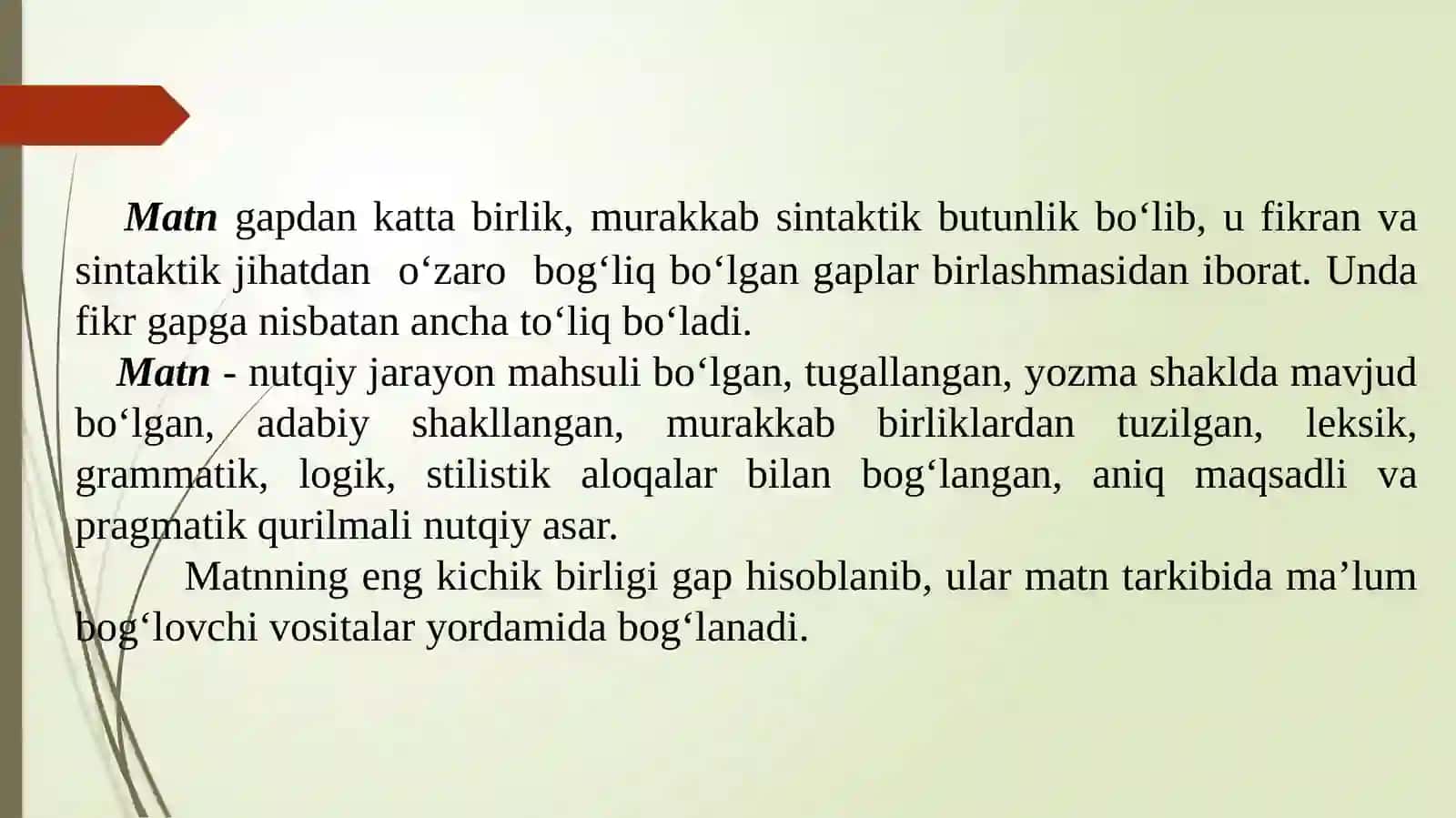 O‘ZBEK TILINING SOHADA QO‘LLANISHI5-mavzu MATN VA UNING TURLARI 3