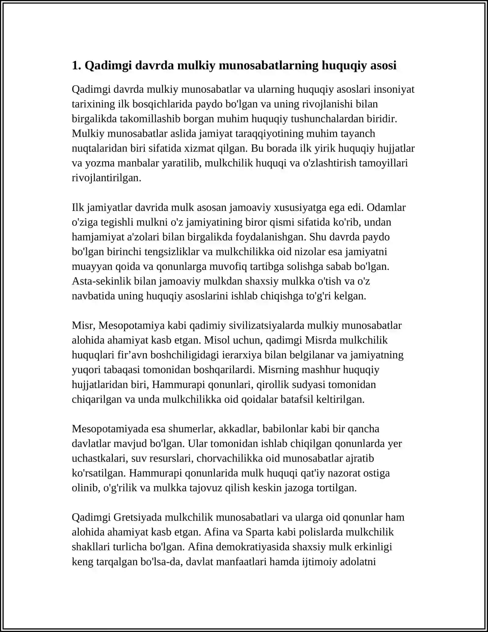 QADIMGI DAVRDA MULKIY MUNOSABATLARNING TARTIBGA SOLINISHI 3