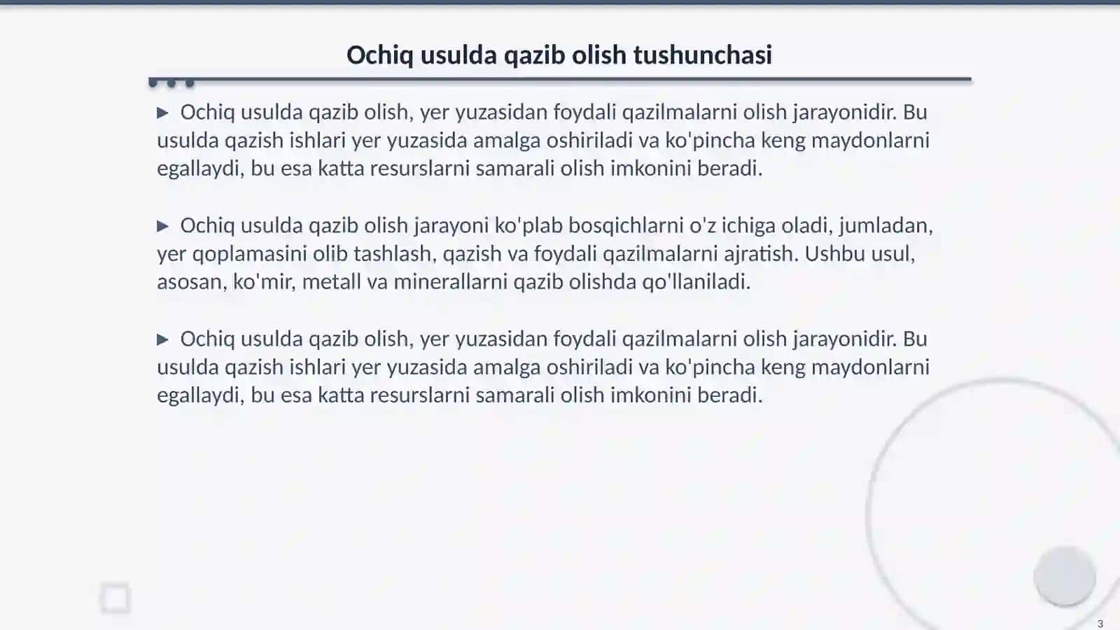 Foydali qazilmalarni ochiq usulda qazib olishning afzalliklari va kamchiliklari 3