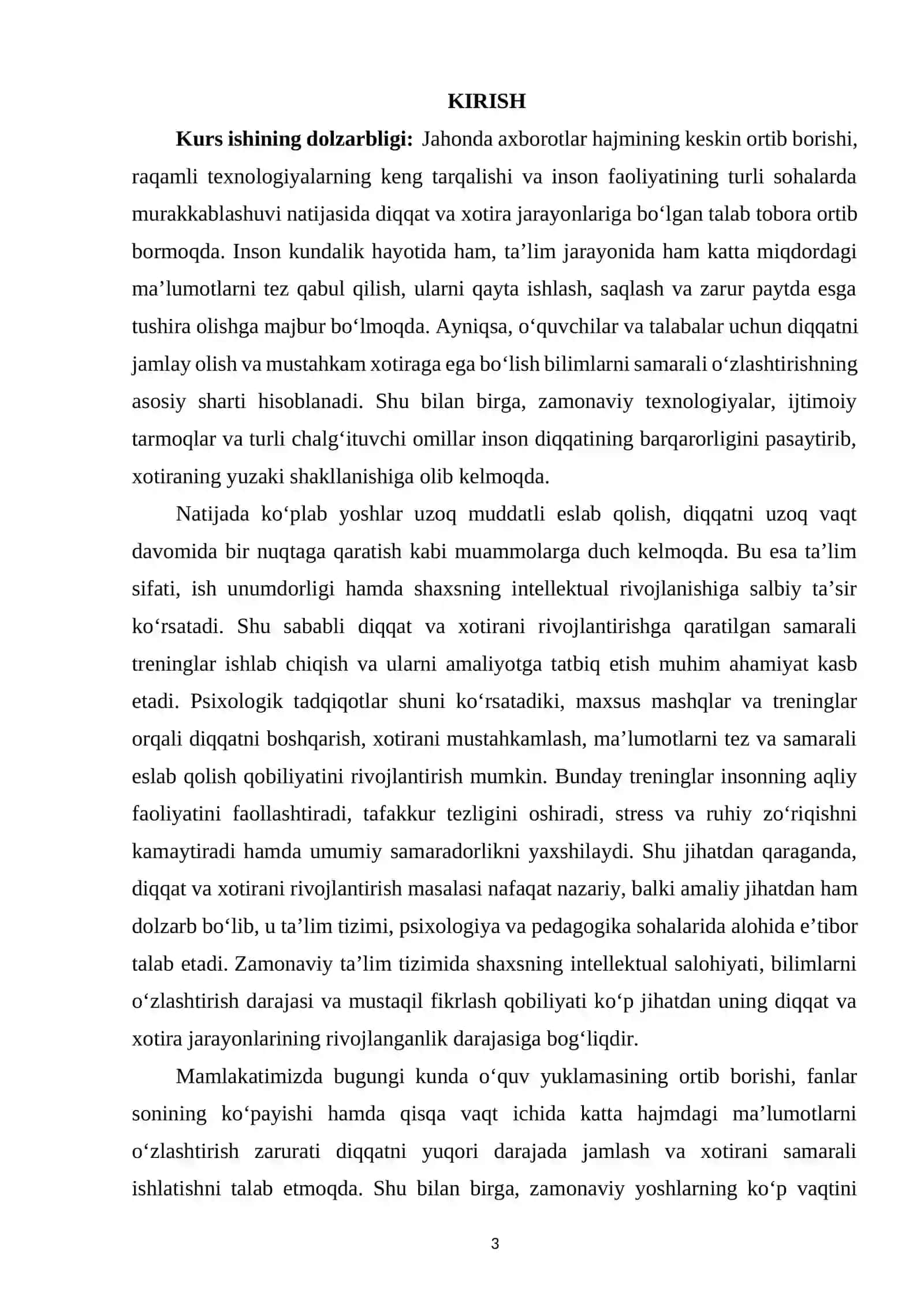 DIQQAT VA XOTIRANI RIVOJLANTIRISHGA QARATILGAN TRENINGLAR 3