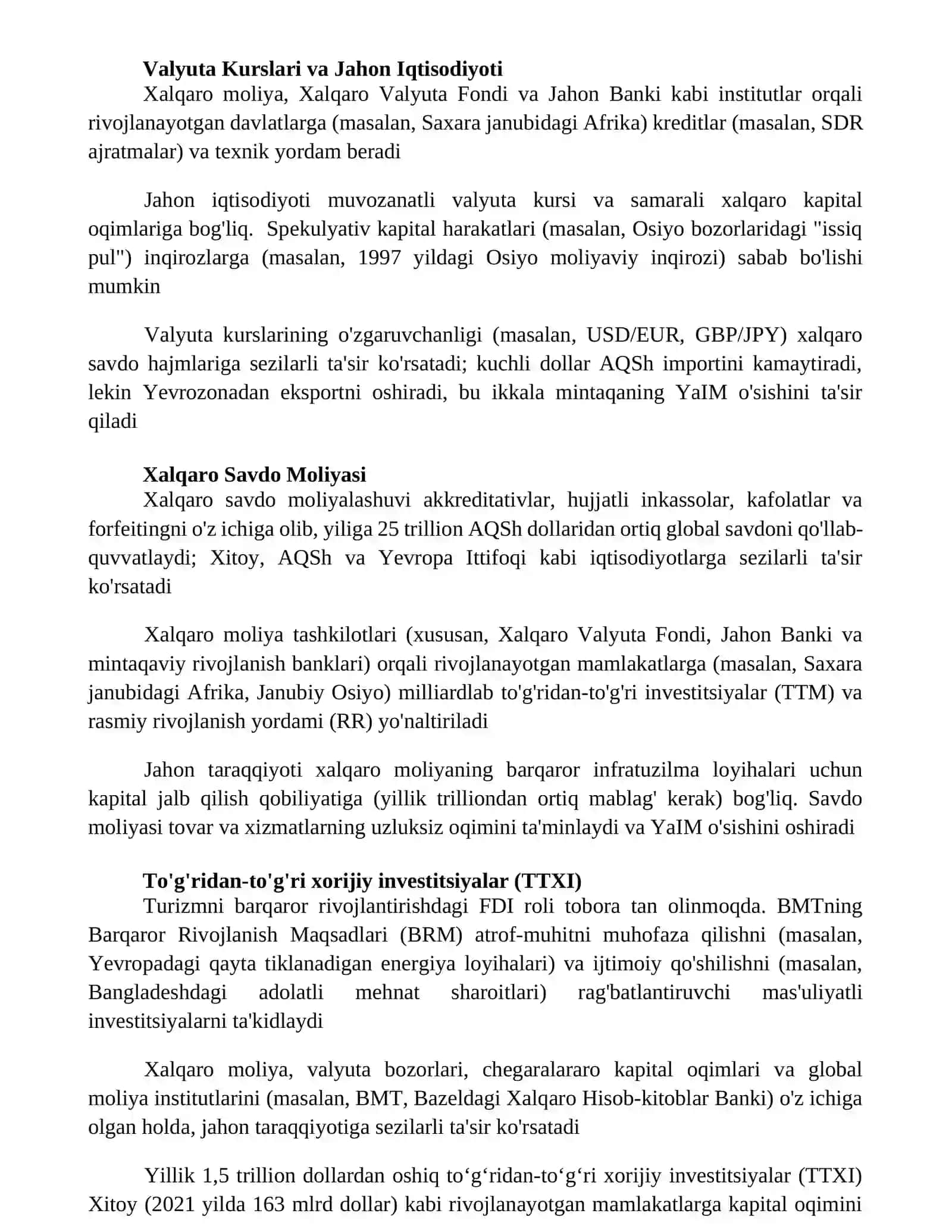 Xalqaro moliya va uning jaxon taraqqiyotida tutgan o'rni 3
