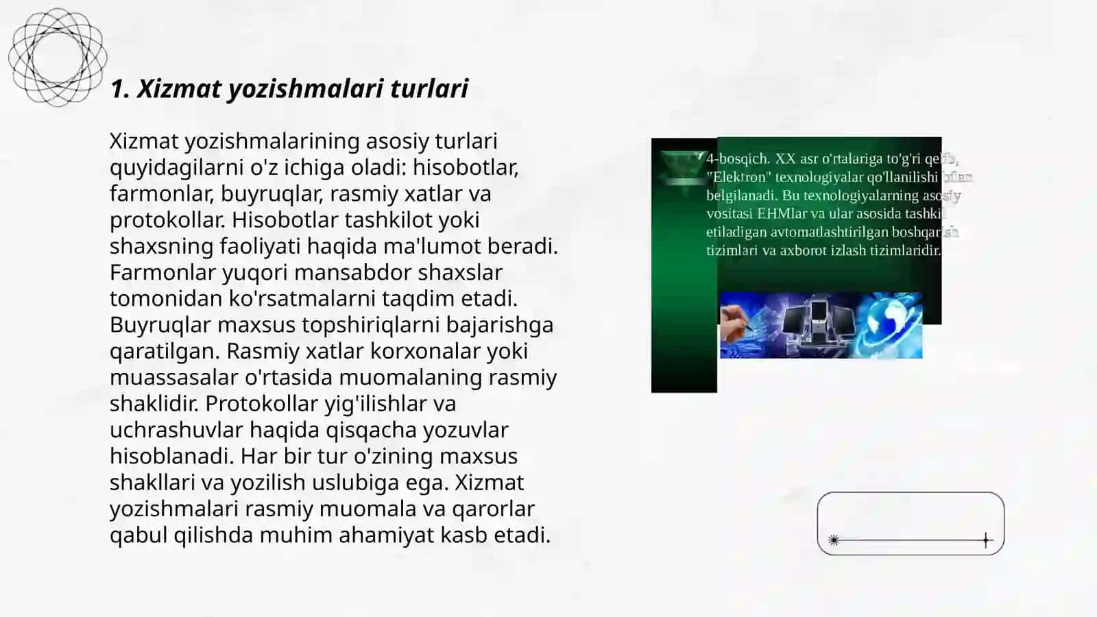 Xizmat yozishmalari bilan ishlash texnologiyalari 3