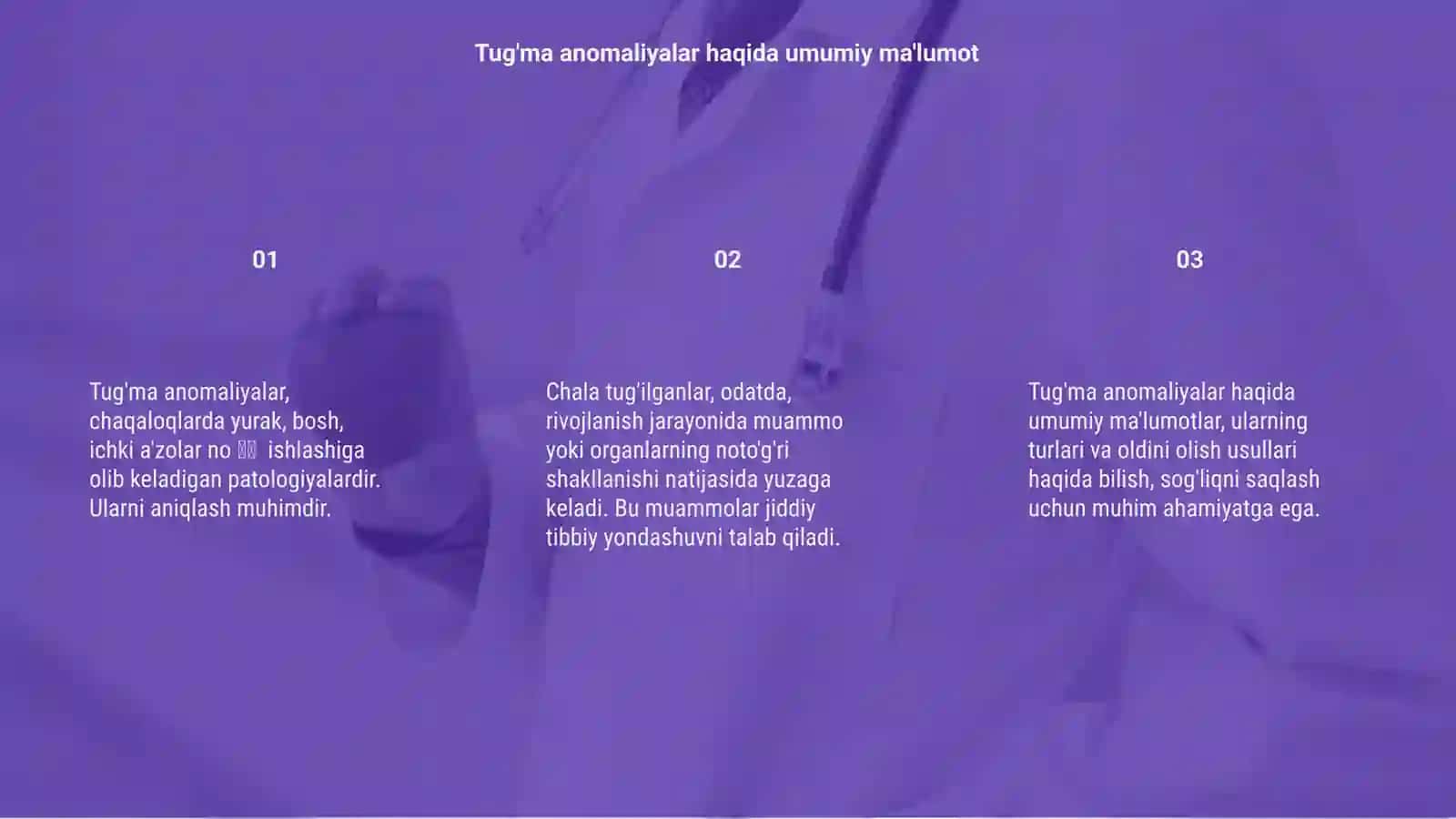 Tug'ma anomaliyalar. Chala tug'ilganlardagi buzilishlar 3